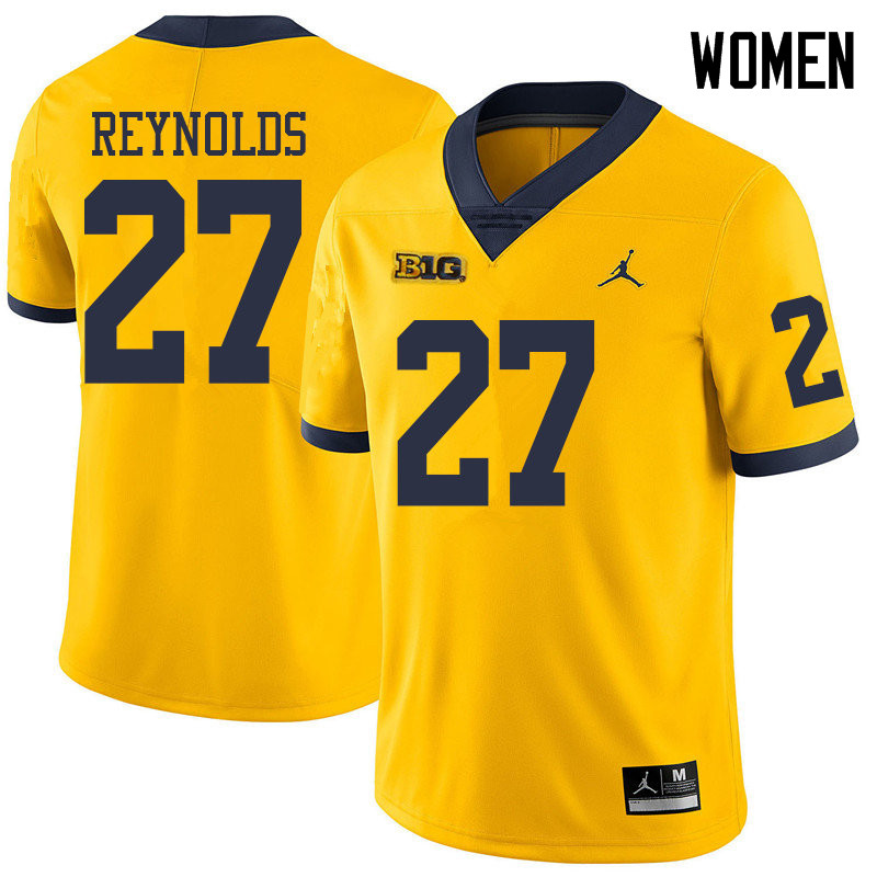 Jordan Brand Women #27 Hunter Reynolds Michigan Wolverines College Football Jerseys Sale-Yellow
